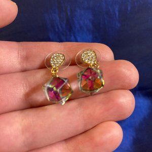 Beautiful Rainbow Crystal Cube earrings